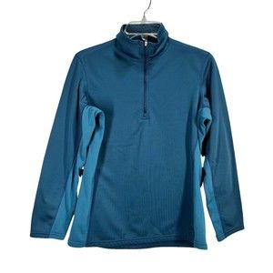 REI Womens Athletic Jacket Size M Blue Teal 1/4 Zip Pullover Sweatshirt Hiking